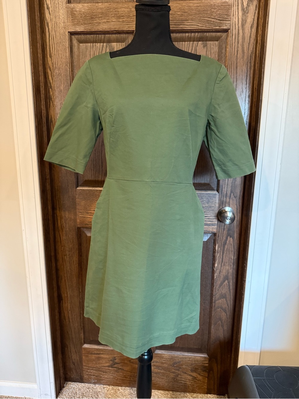 kate spade Olive Square-Neck Midi Dress Size 6